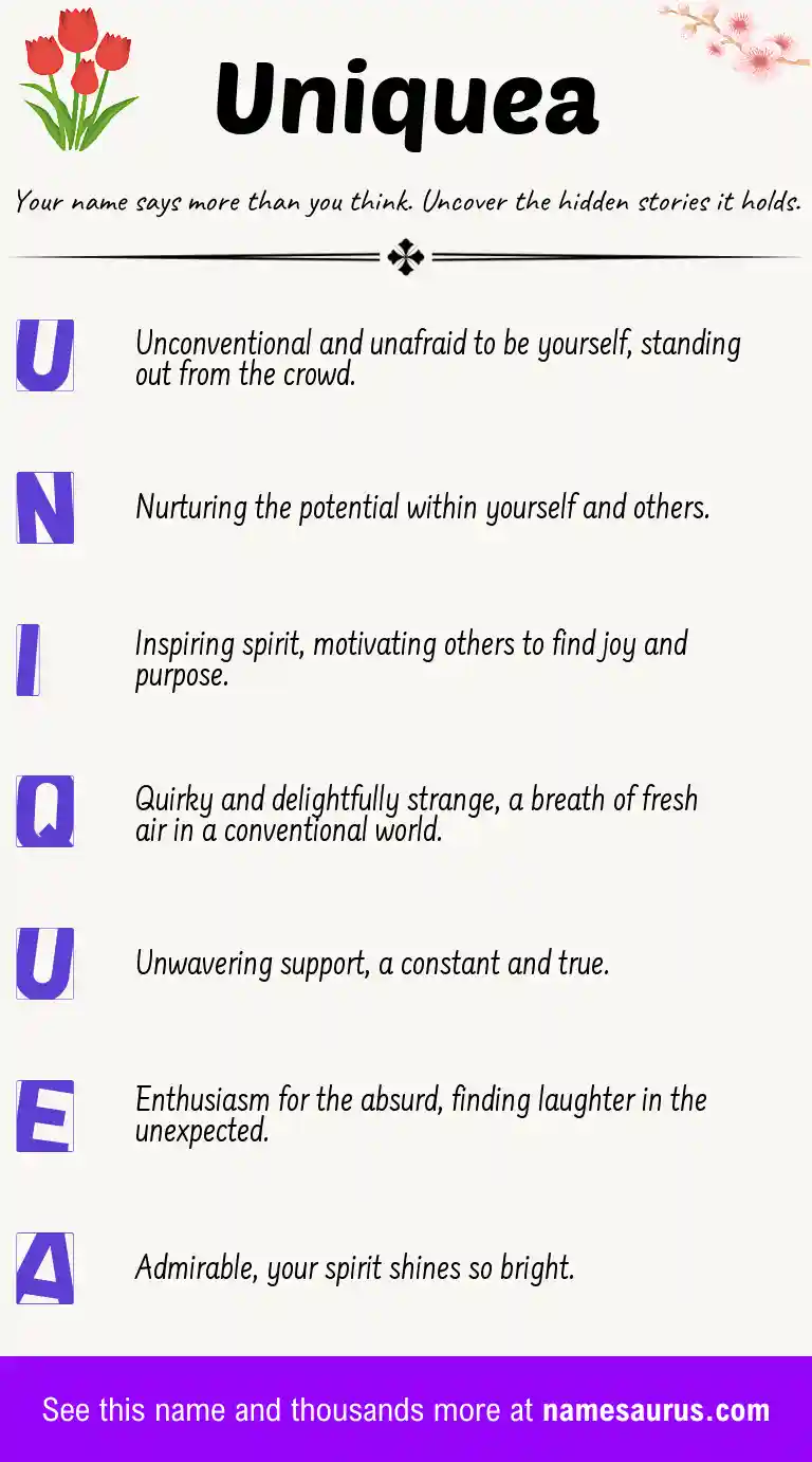 Acrostic poem about Uniquea.