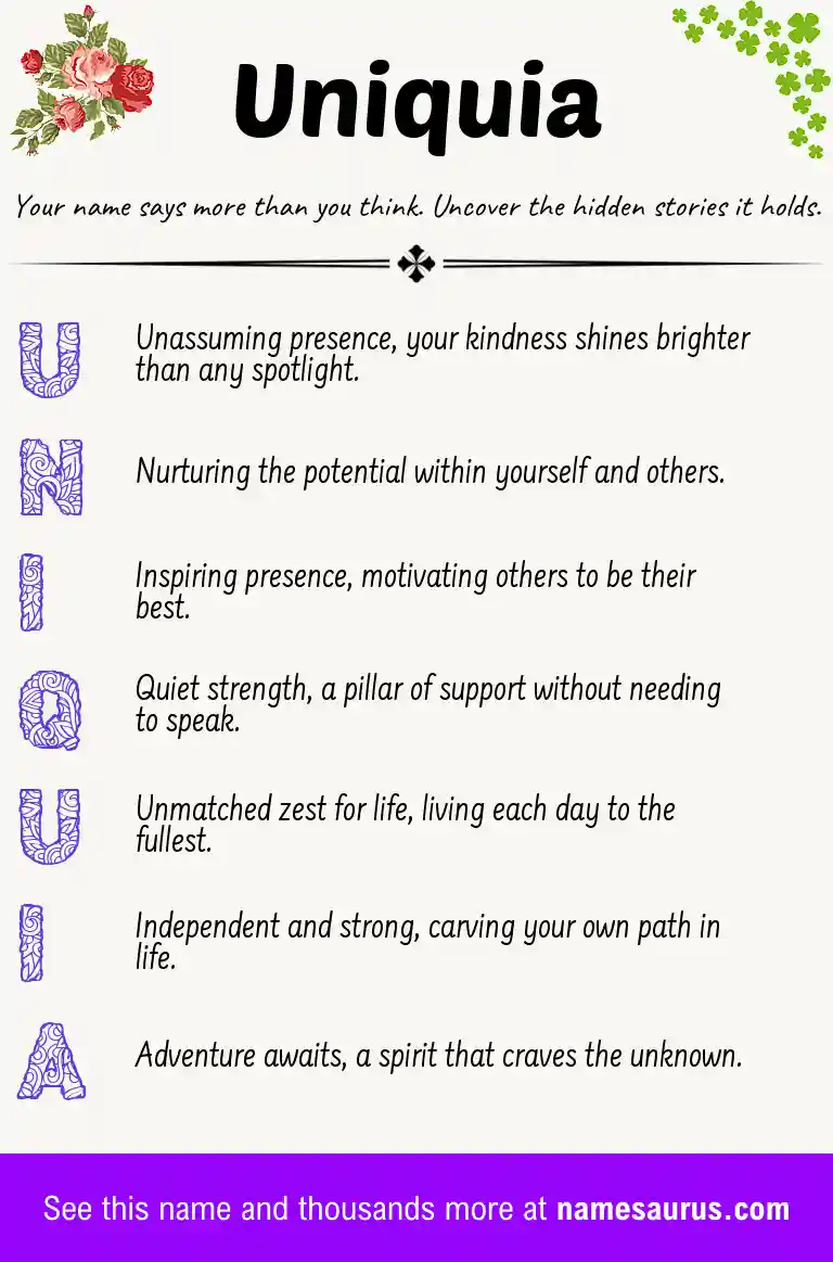 Acrostic poem about Uniquia.