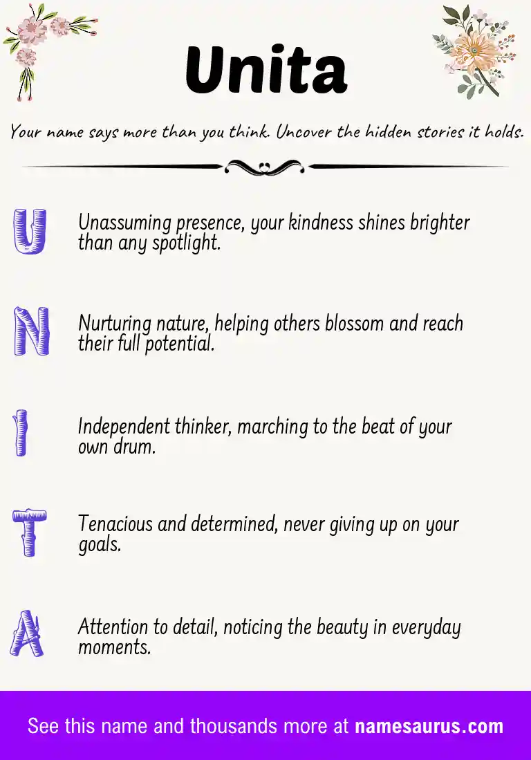 Acrostic poem about Unita.