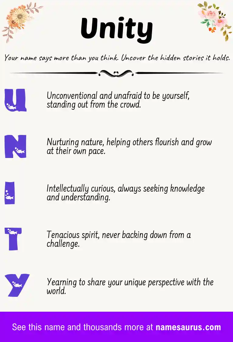 Acrostic poem about Unity.