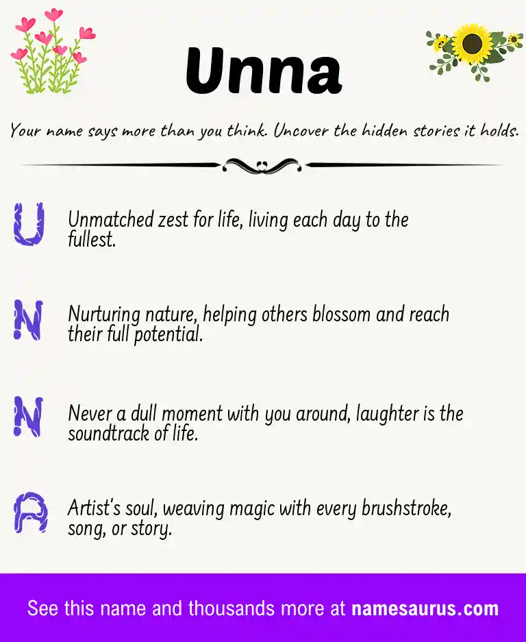 Acrostic poem about Unna.