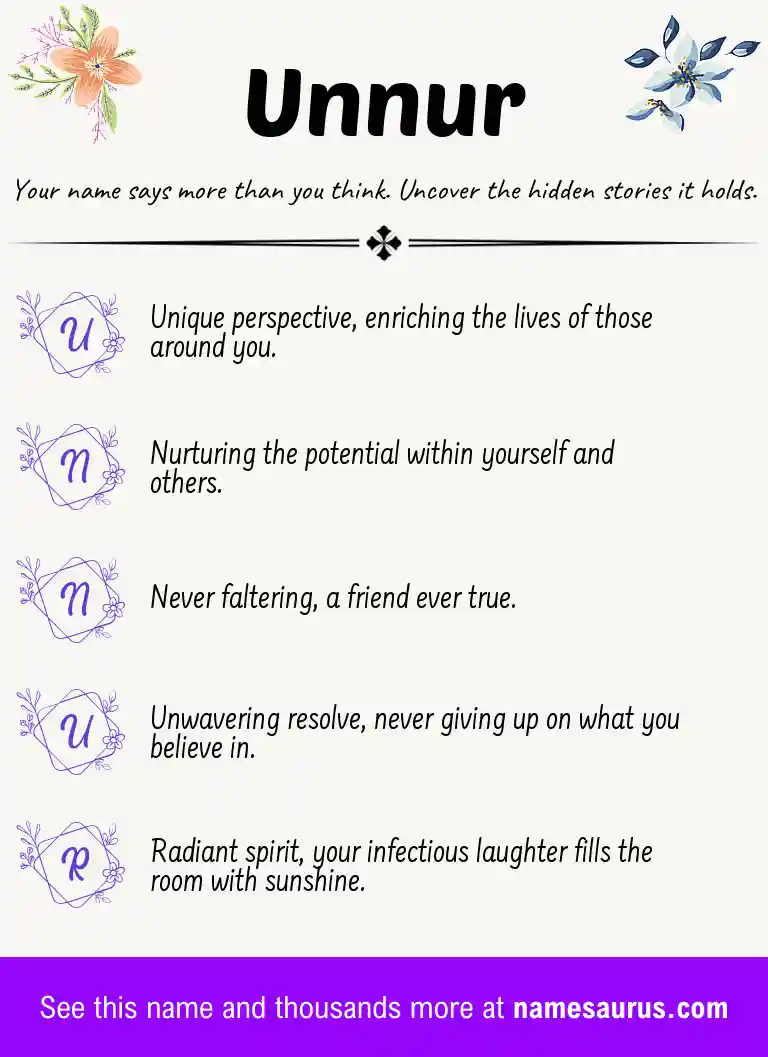 Acrostic poem about Unnur.