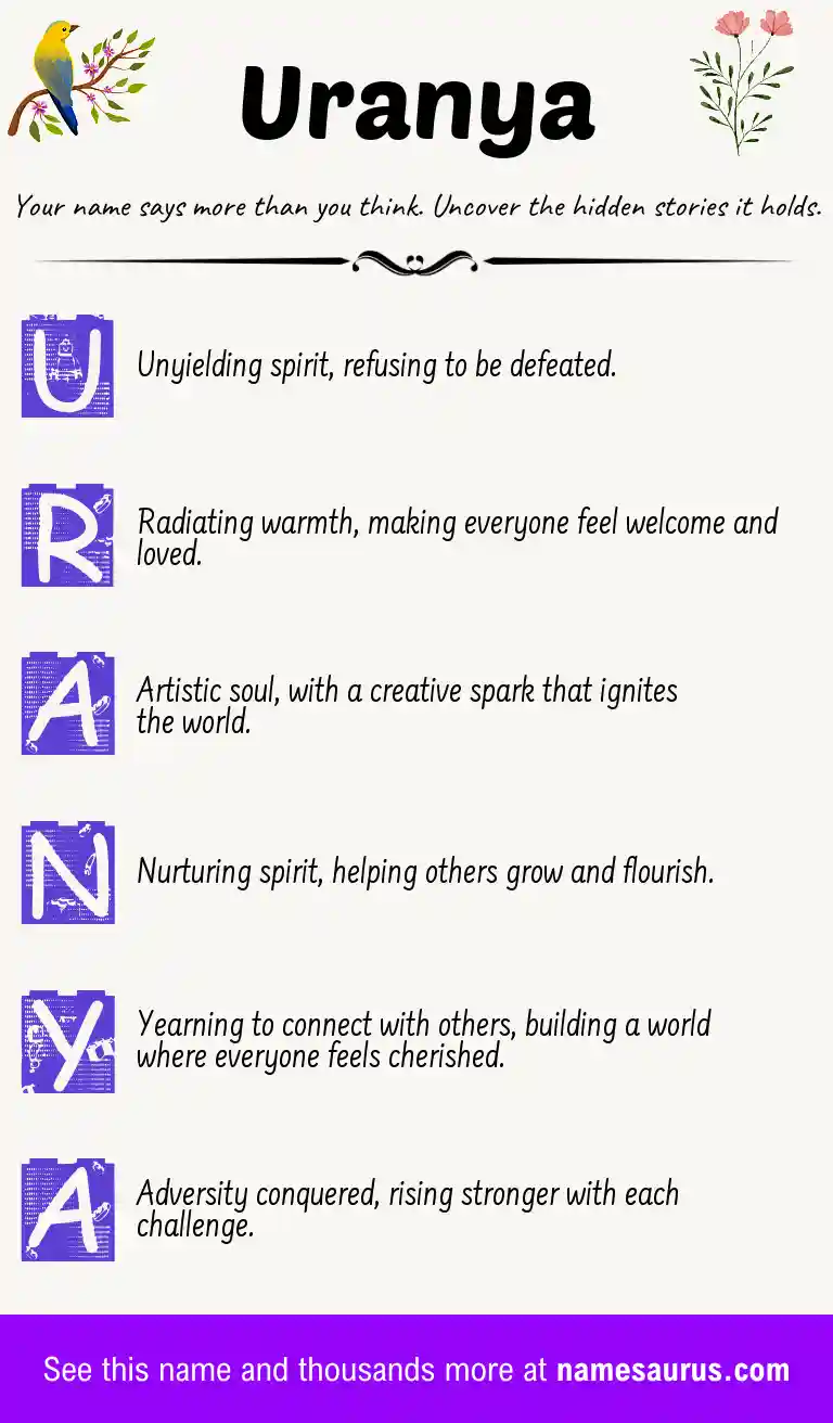 Acrostic poem about Uranya.