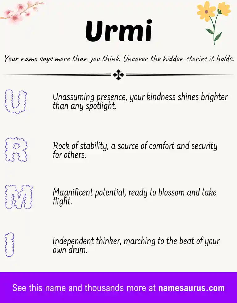 Acrostic poem about Urmi.