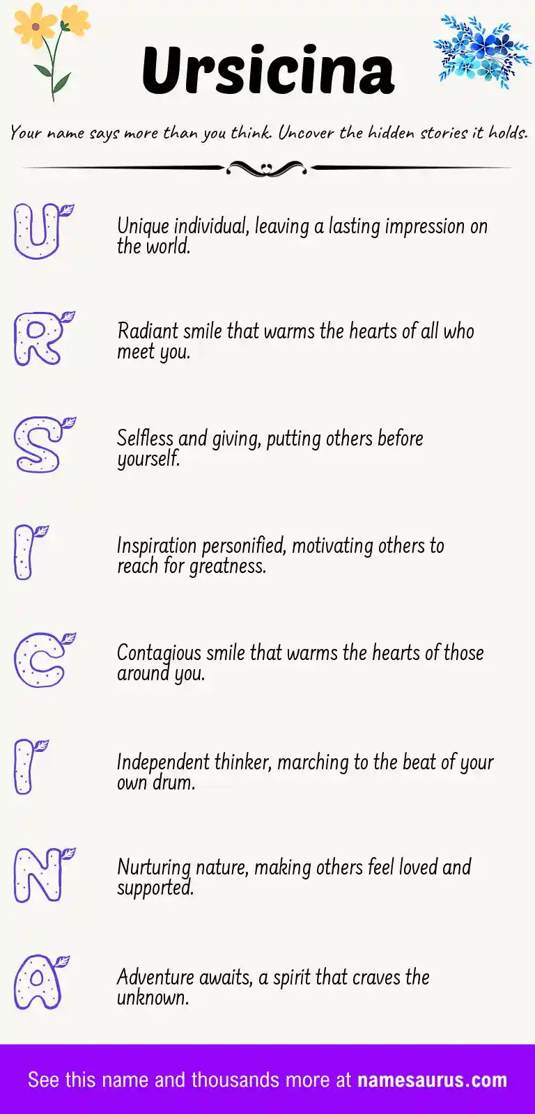 Acrostic poem about Ursicina.