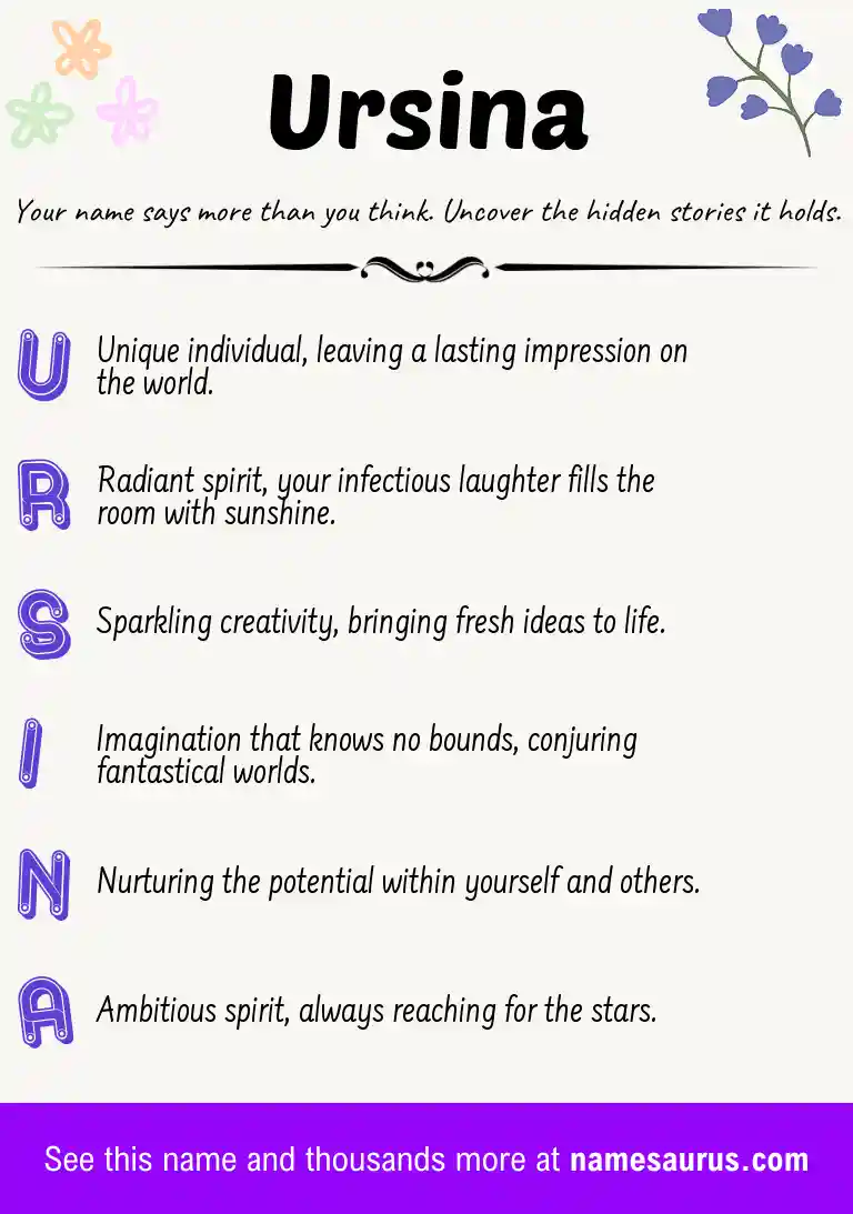 Acrostic poem about Ursina.