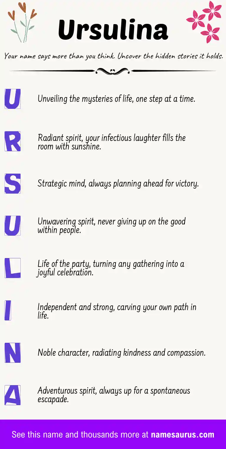 Acrostic poem about Ursulina.