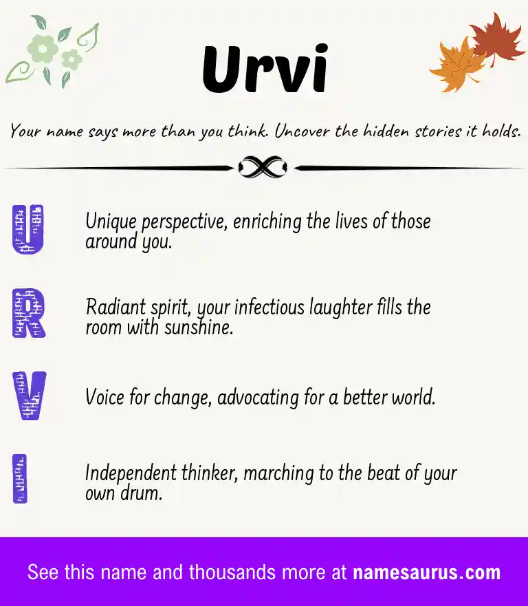 Acrostic poem about Urvi.
