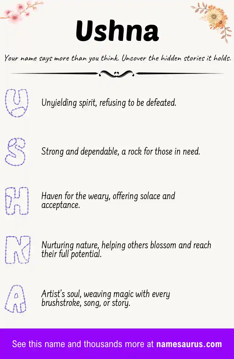 Acrostic poem about Ushna.