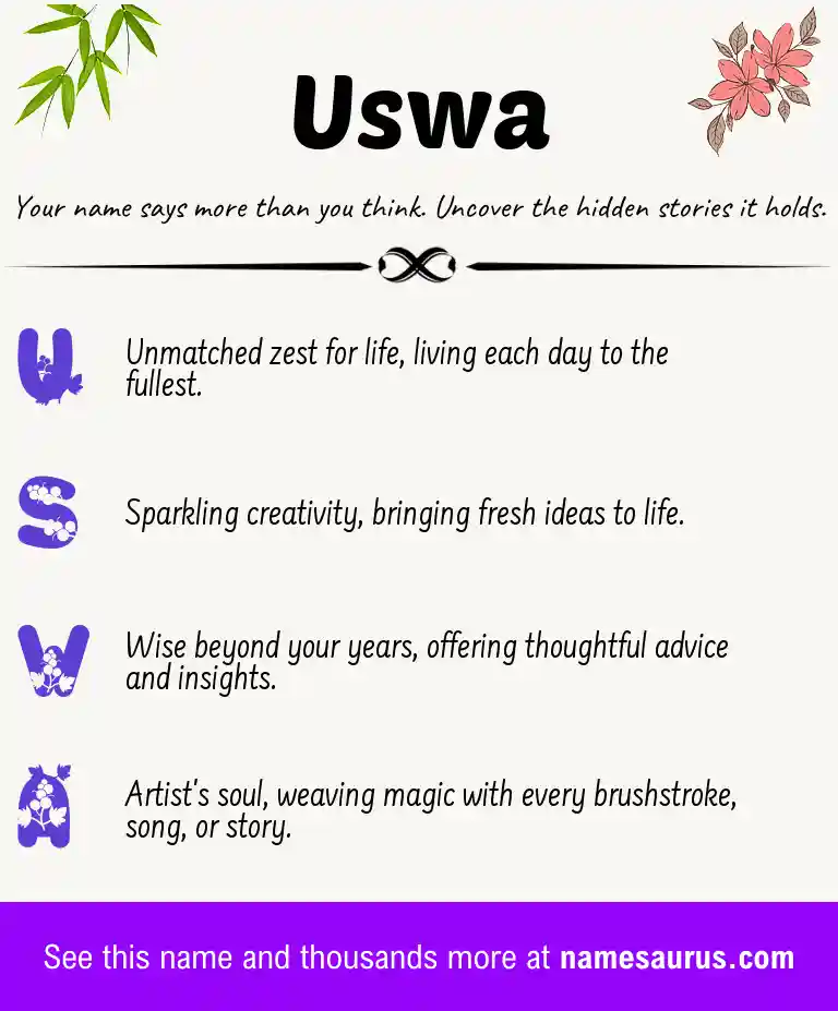 Acrostic poem about Uswa.