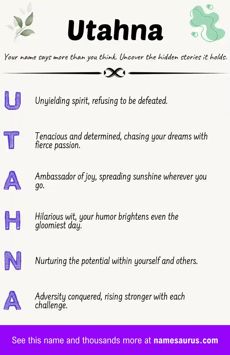 Acrostic poem about Utahna.