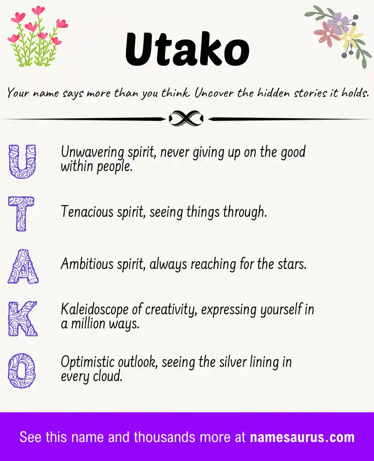 Acrostic poem about Utako.