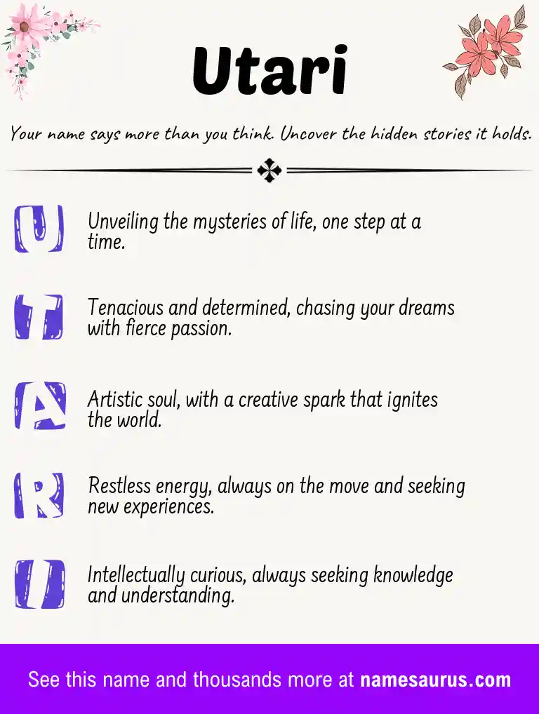 Acrostic poem about Utari.