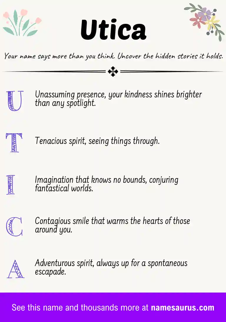 Acrostic poem about Utica.