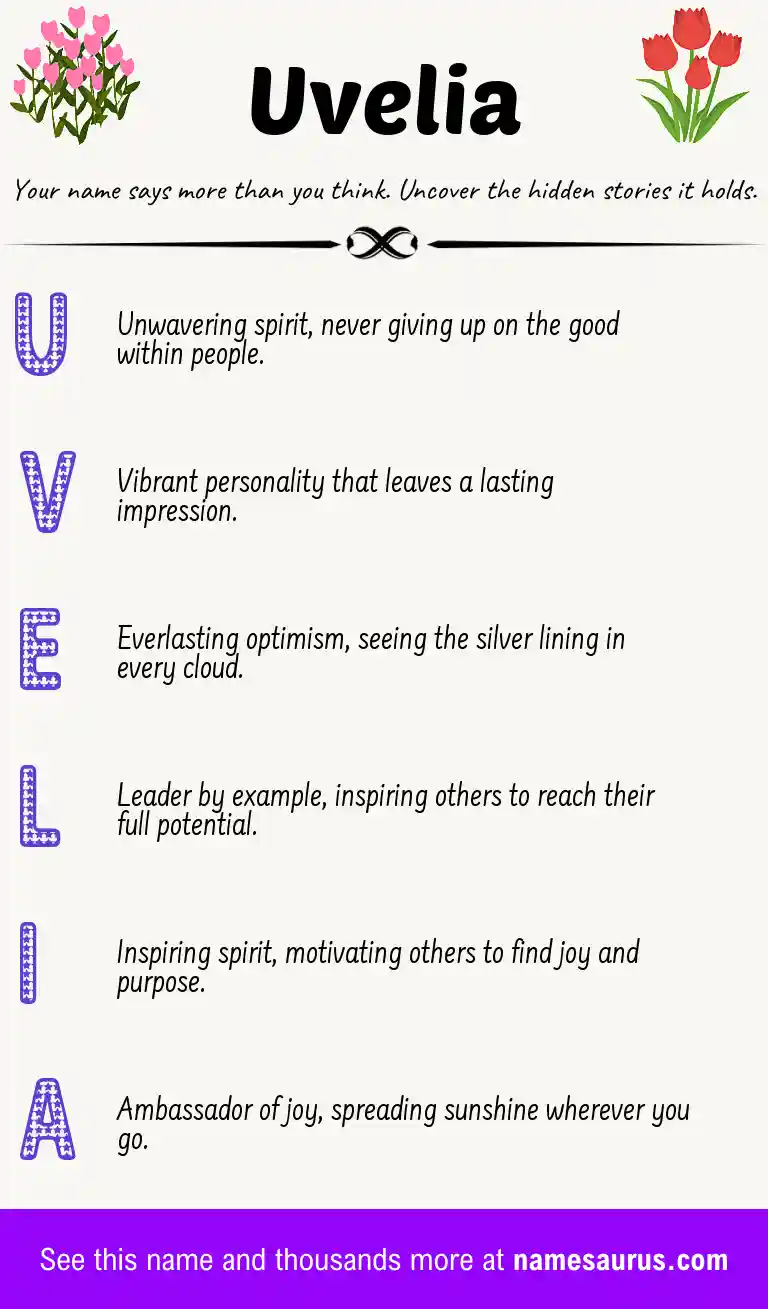 Acrostic poem about Uvelia.