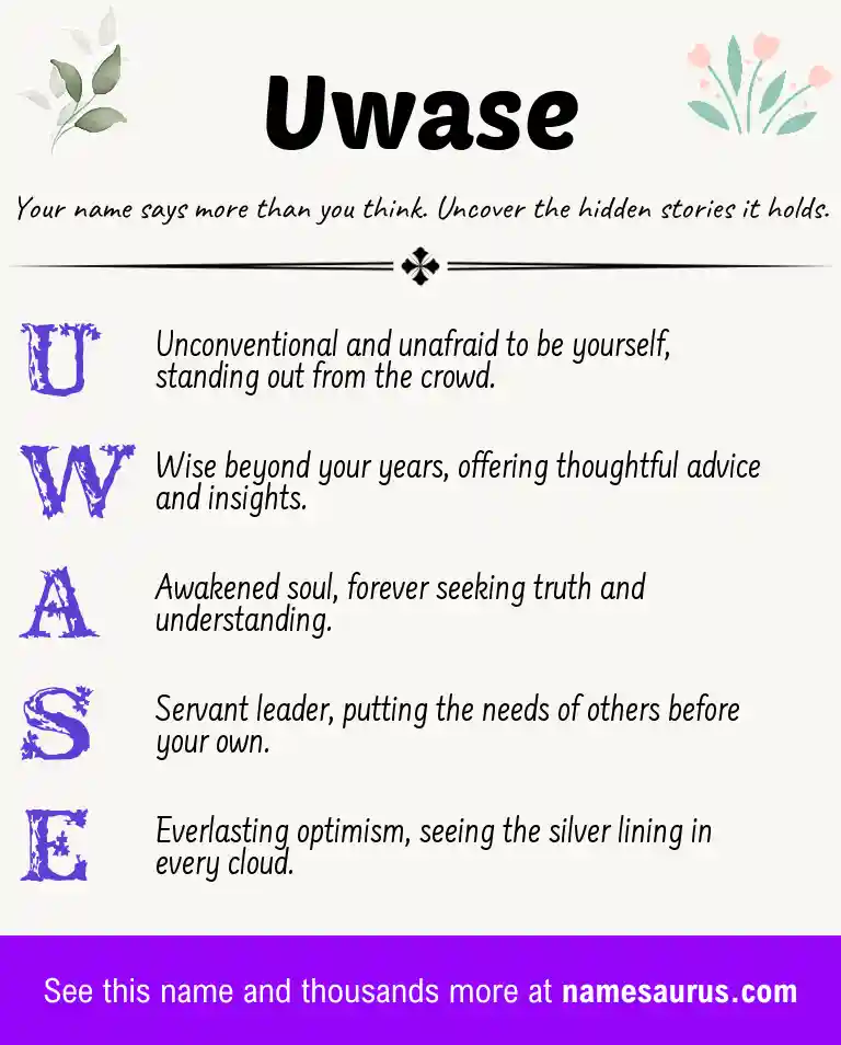 Acrostic poem about Uwase.