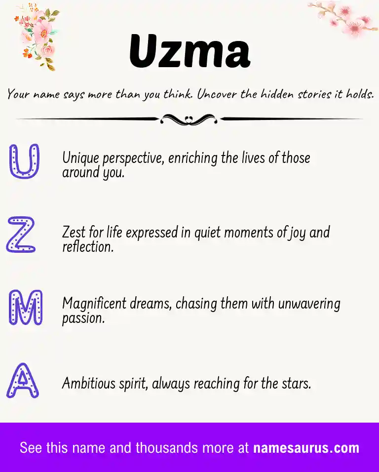 Acrostic poem about Uzma.