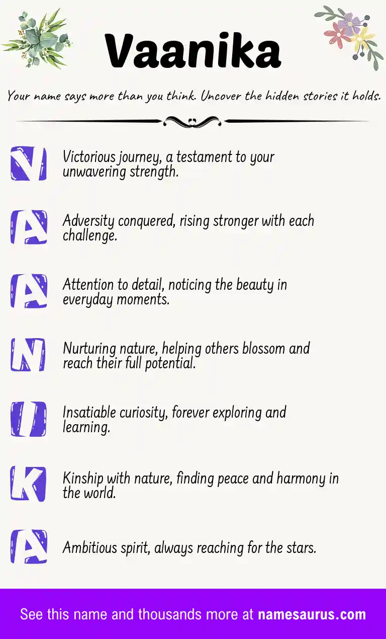 Acrostic poem about Vaanika.