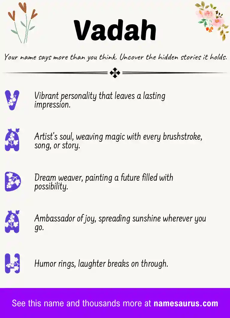 Acrostic poem about Vadah.