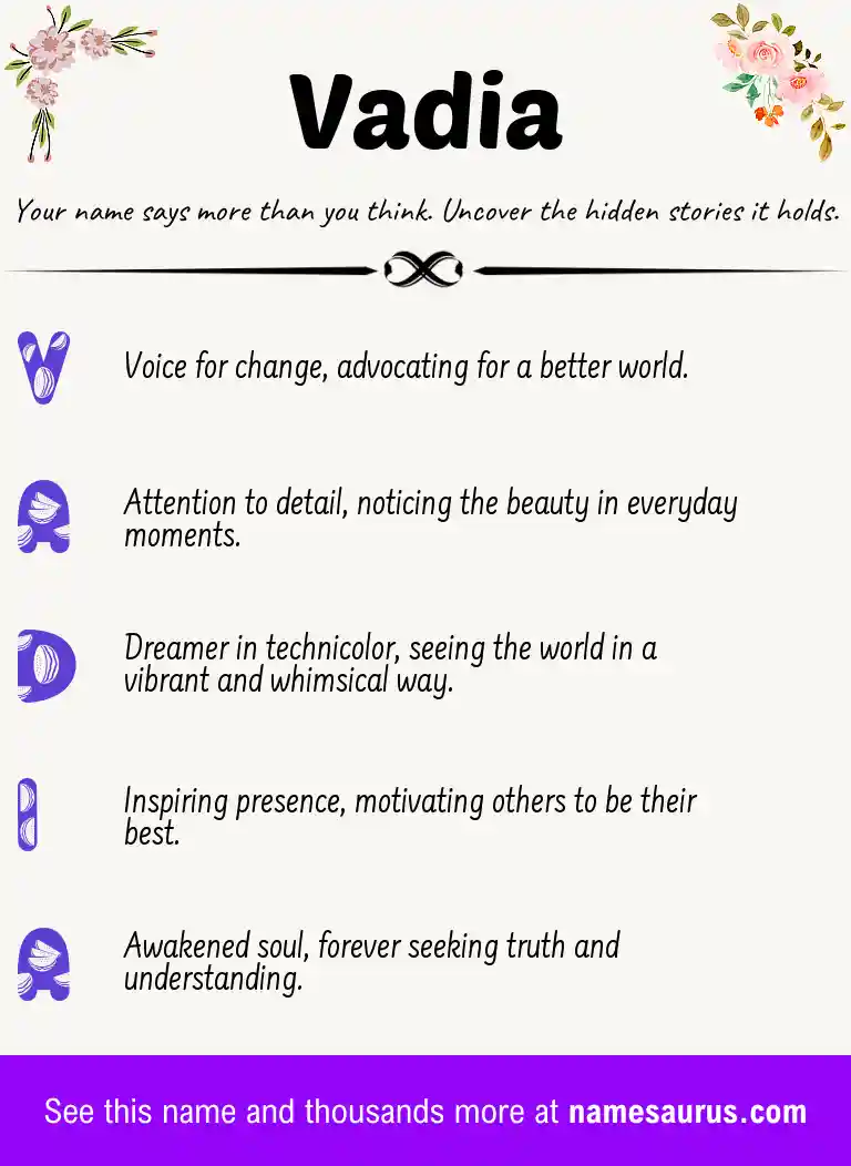 Acrostic poem about Vadia.