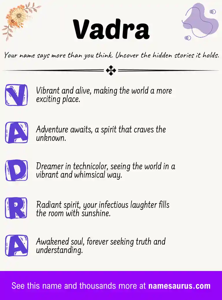 Acrostic poem about Vadra.