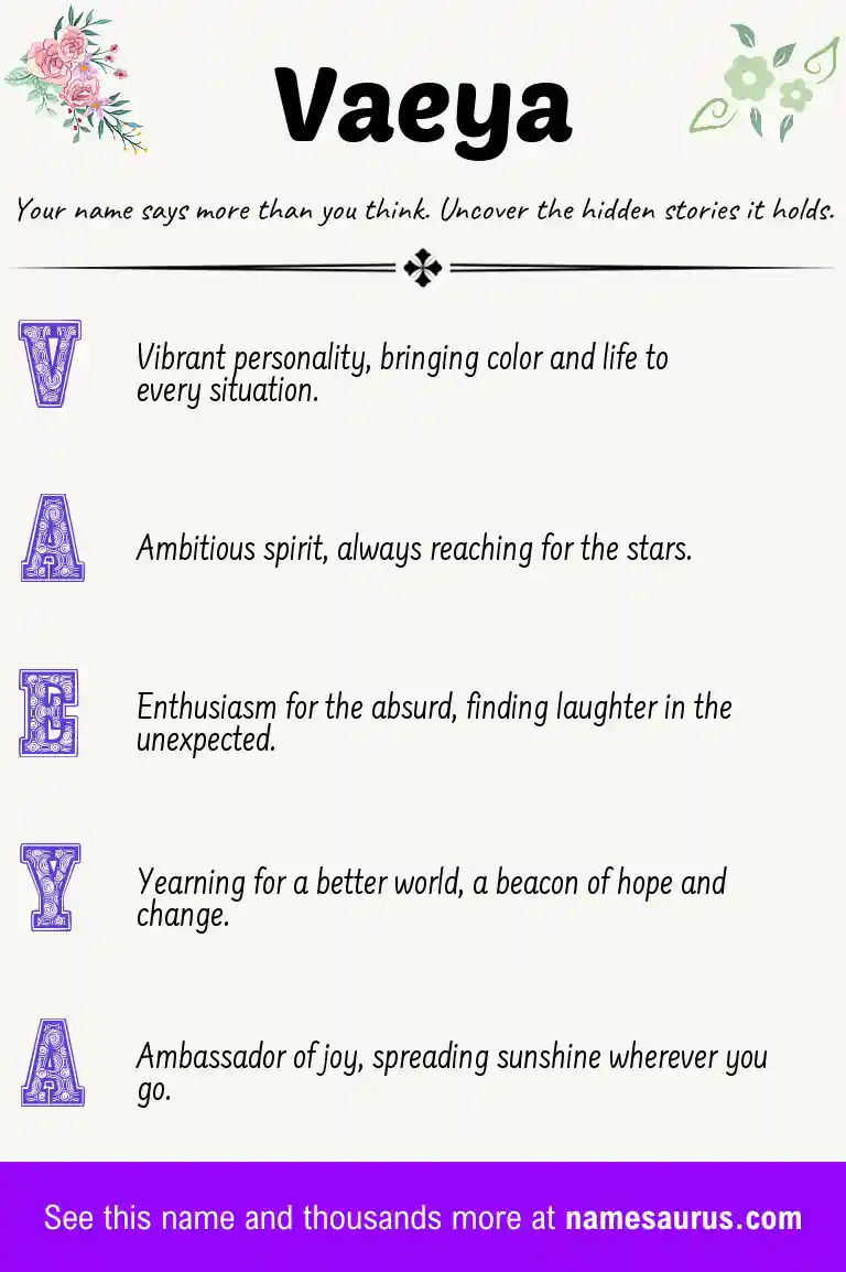 Acrostic poem about Vaeya.