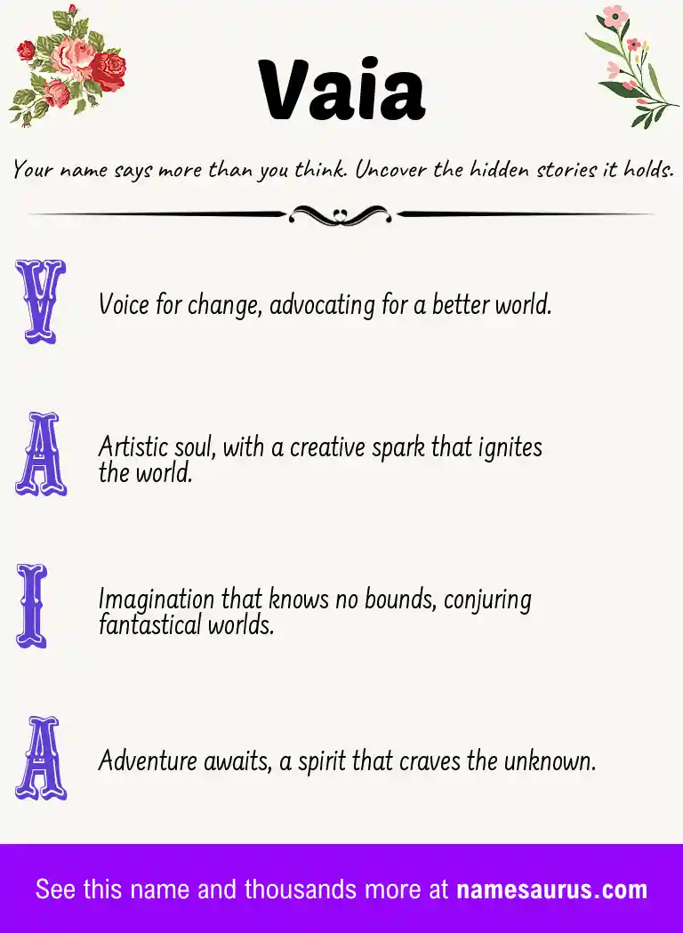 Acrostic poem about Vaia.