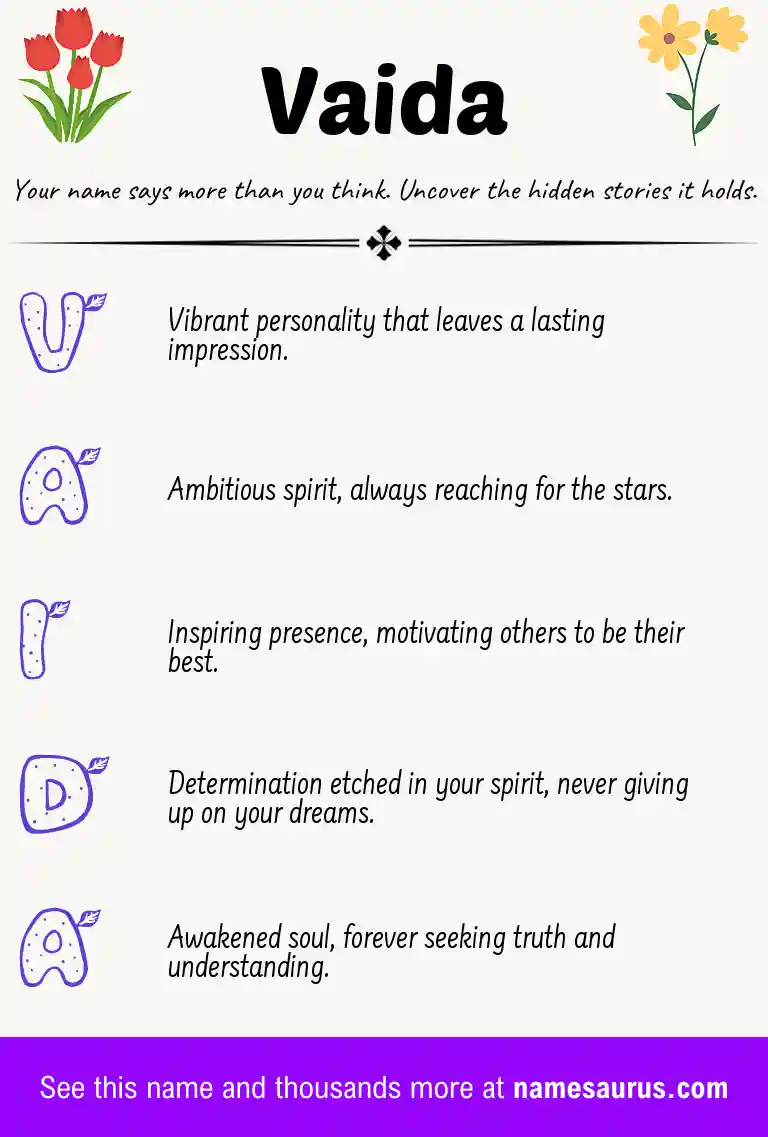 Acrostic poem about Vaida.
