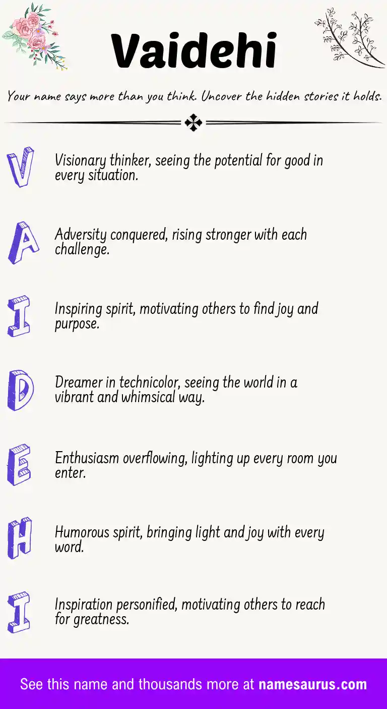 Acrostic poem about Vaidehi.