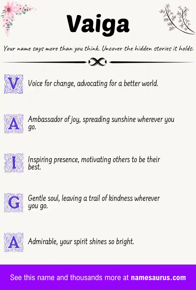 Acrostic poem about Vaiga.