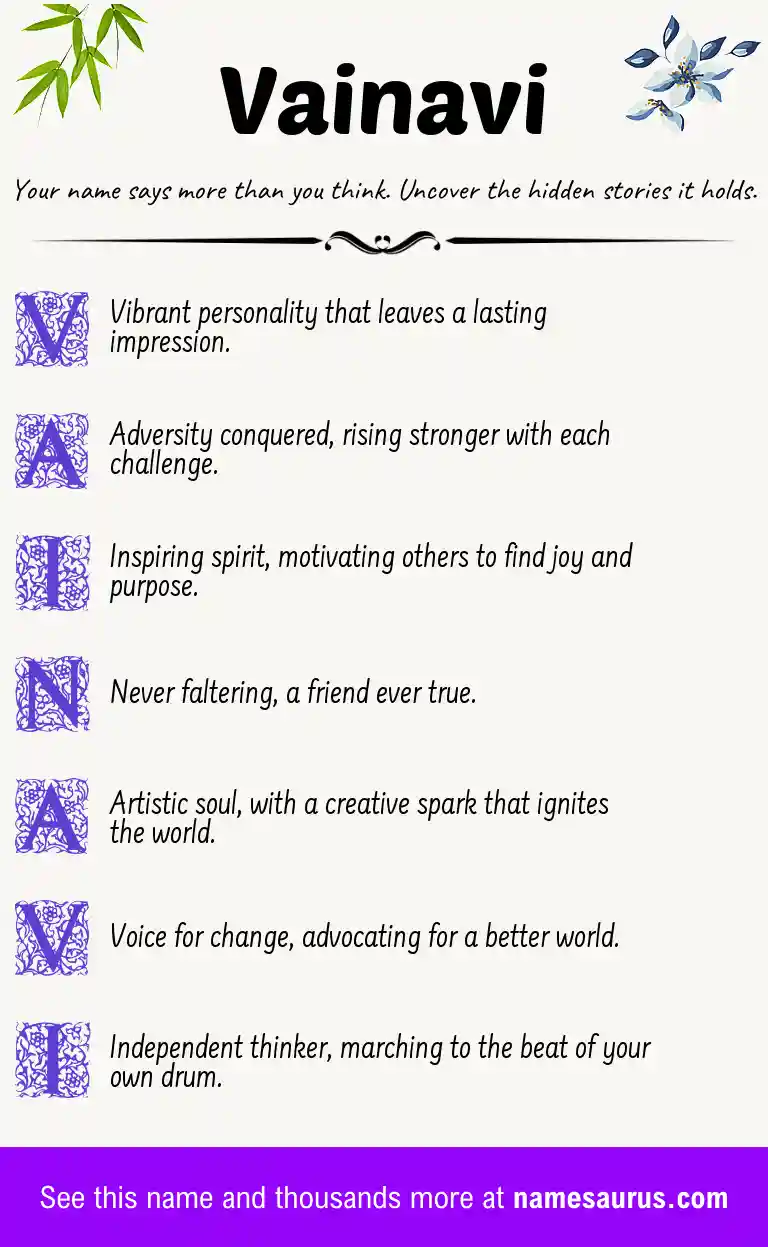 Acrostic poem about Vainavi.