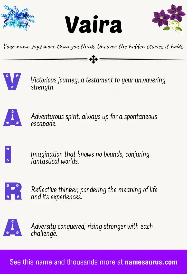 Acrostic poem about Vaira.