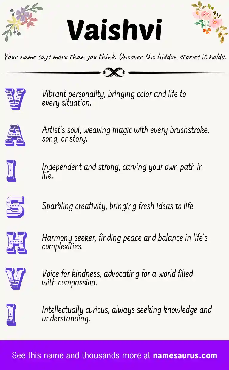 Acrostic poem about Vaishvi.