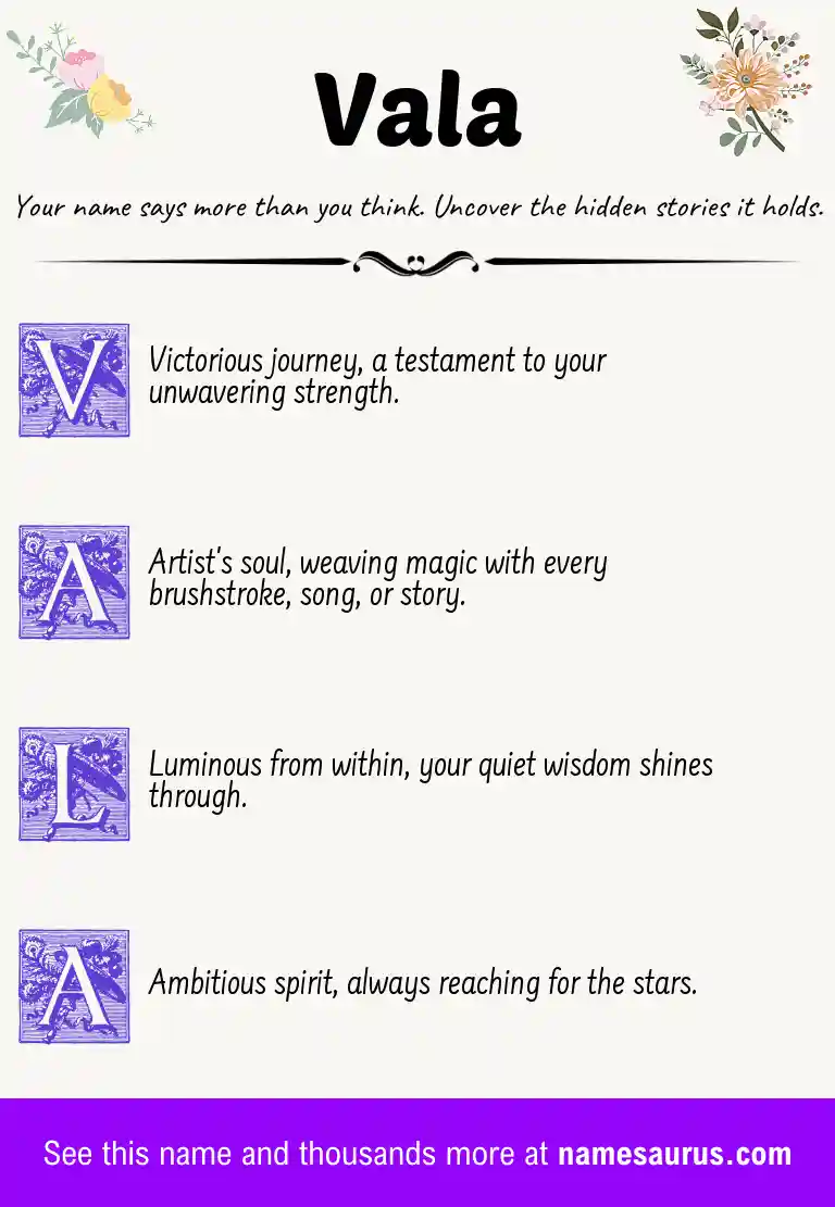 Acrostic poem about Vala.