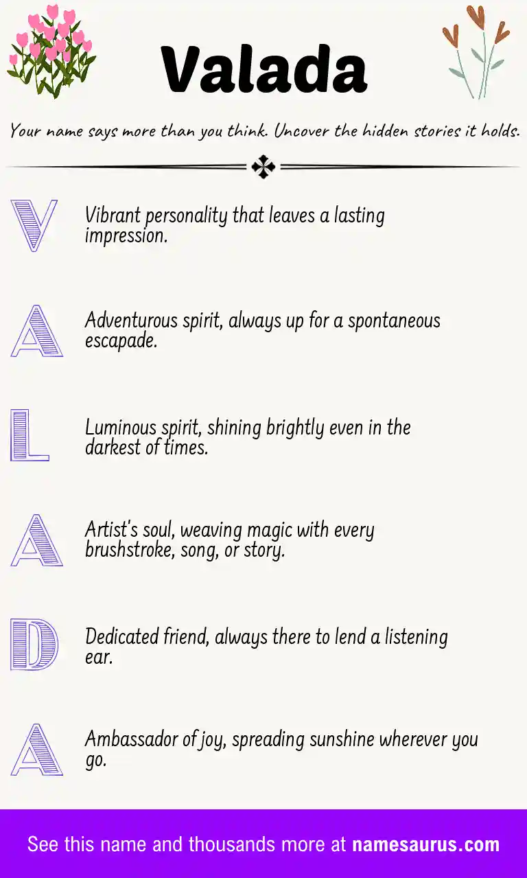 Acrostic poem about Valada.