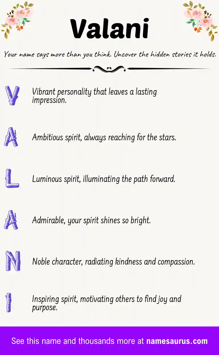 Acrostic poem about Valani.