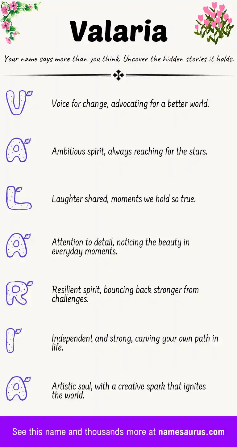 Acrostic poem about Valaria.