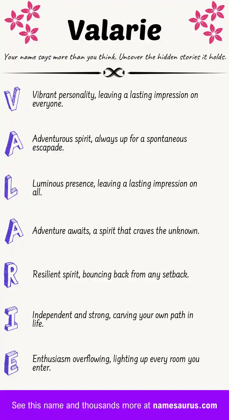 Acrostic poem about Valarie.