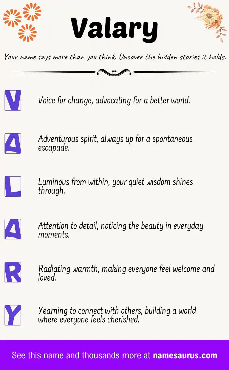 Acrostic poem about Valary.