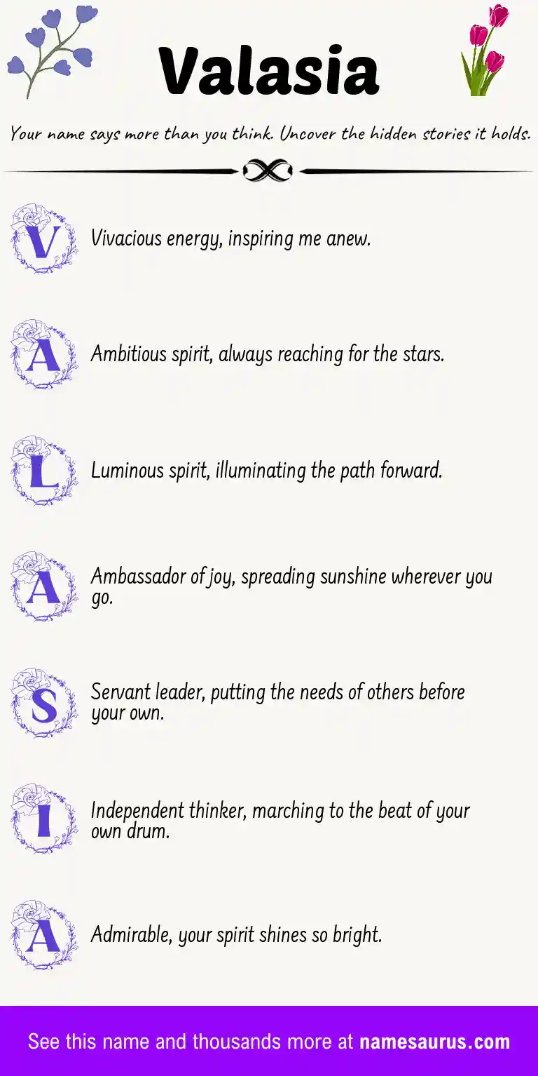 Acrostic poem about Valasia.