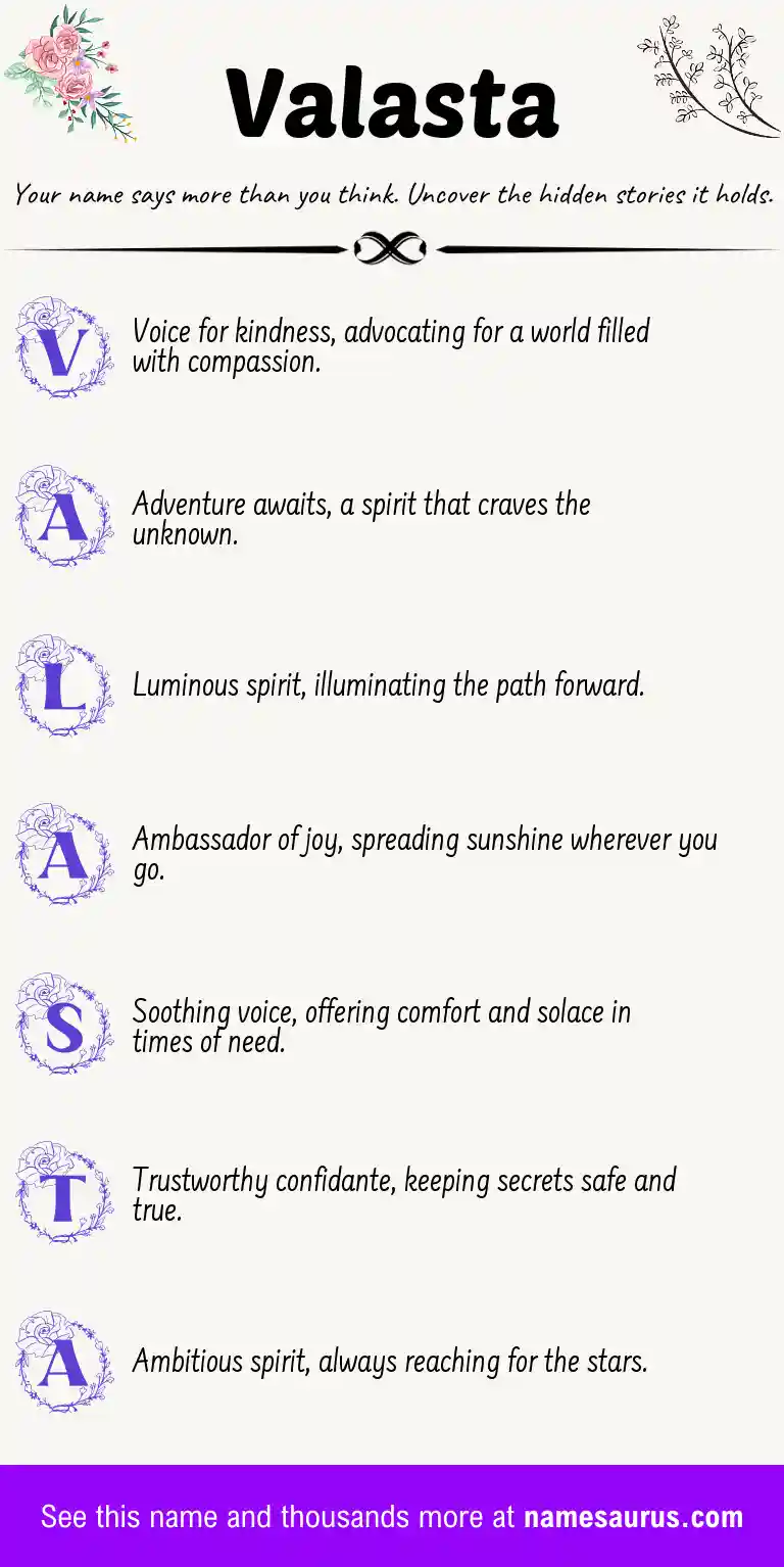 Acrostic poem about Valasta.