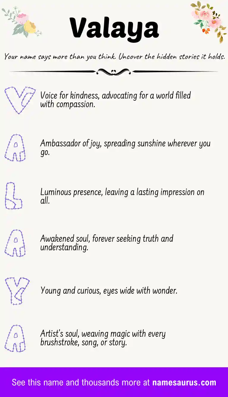 Acrostic poem about Valaya.