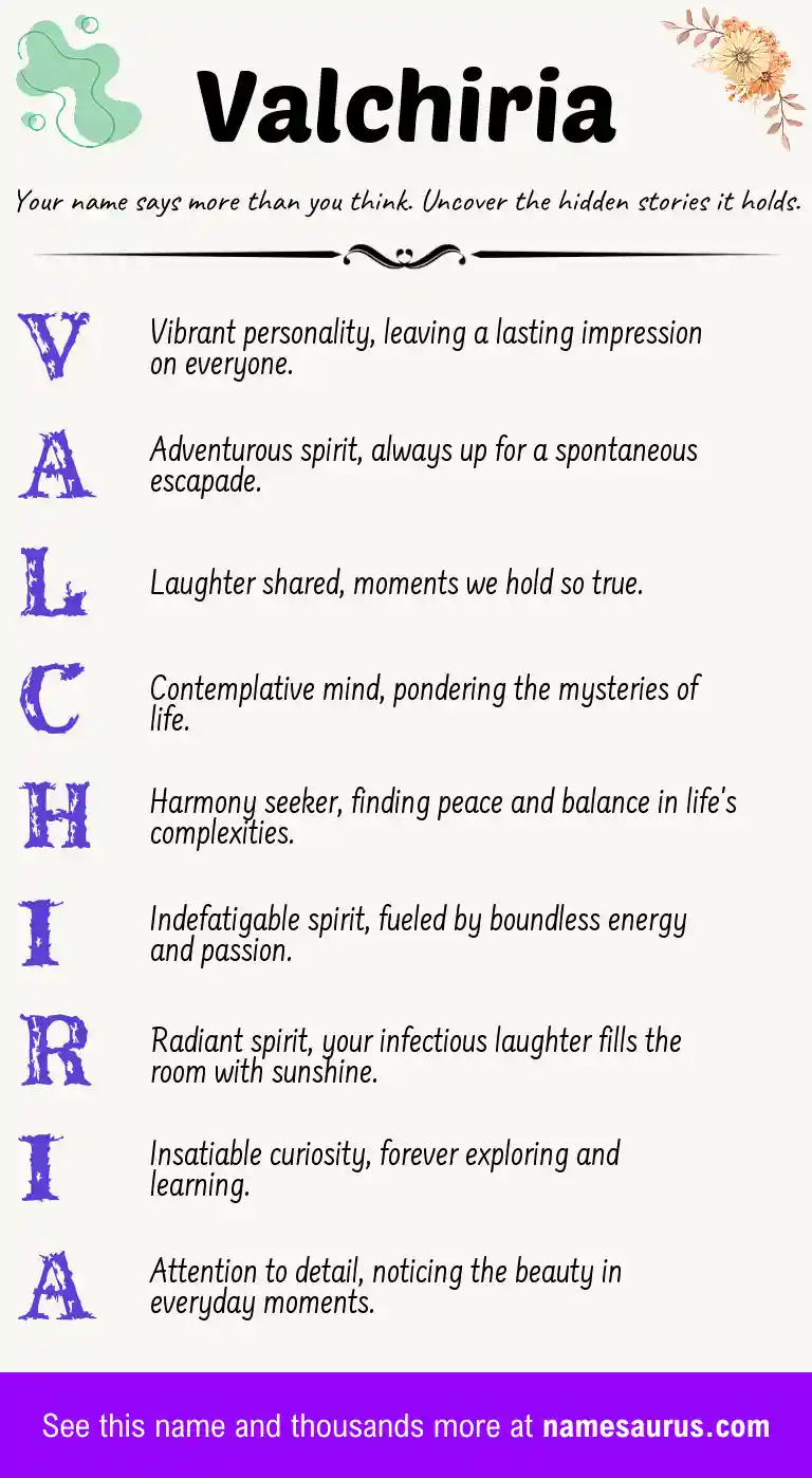 Acrostic poem about Valchiria.