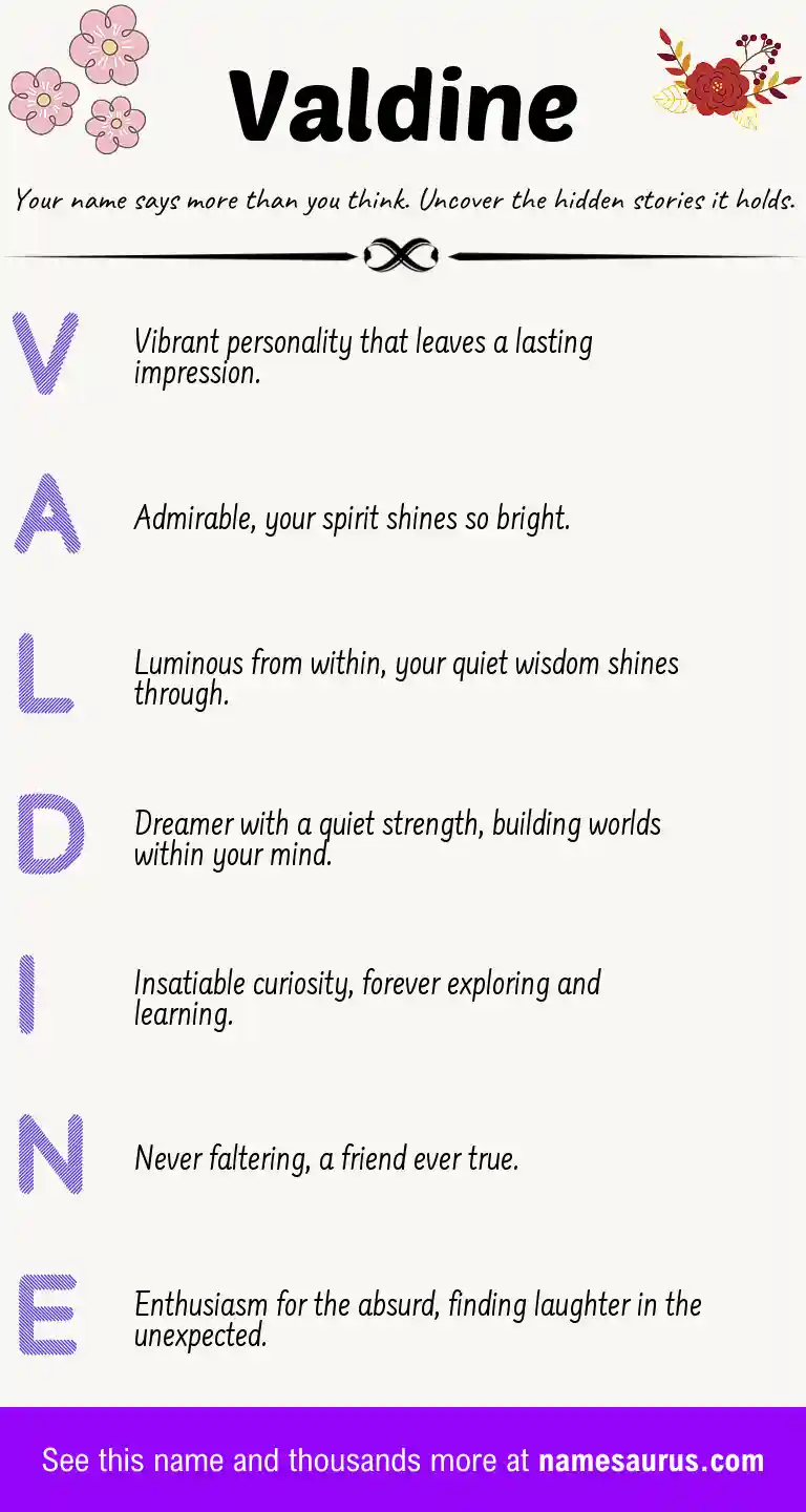 Acrostic poem about Valdine.