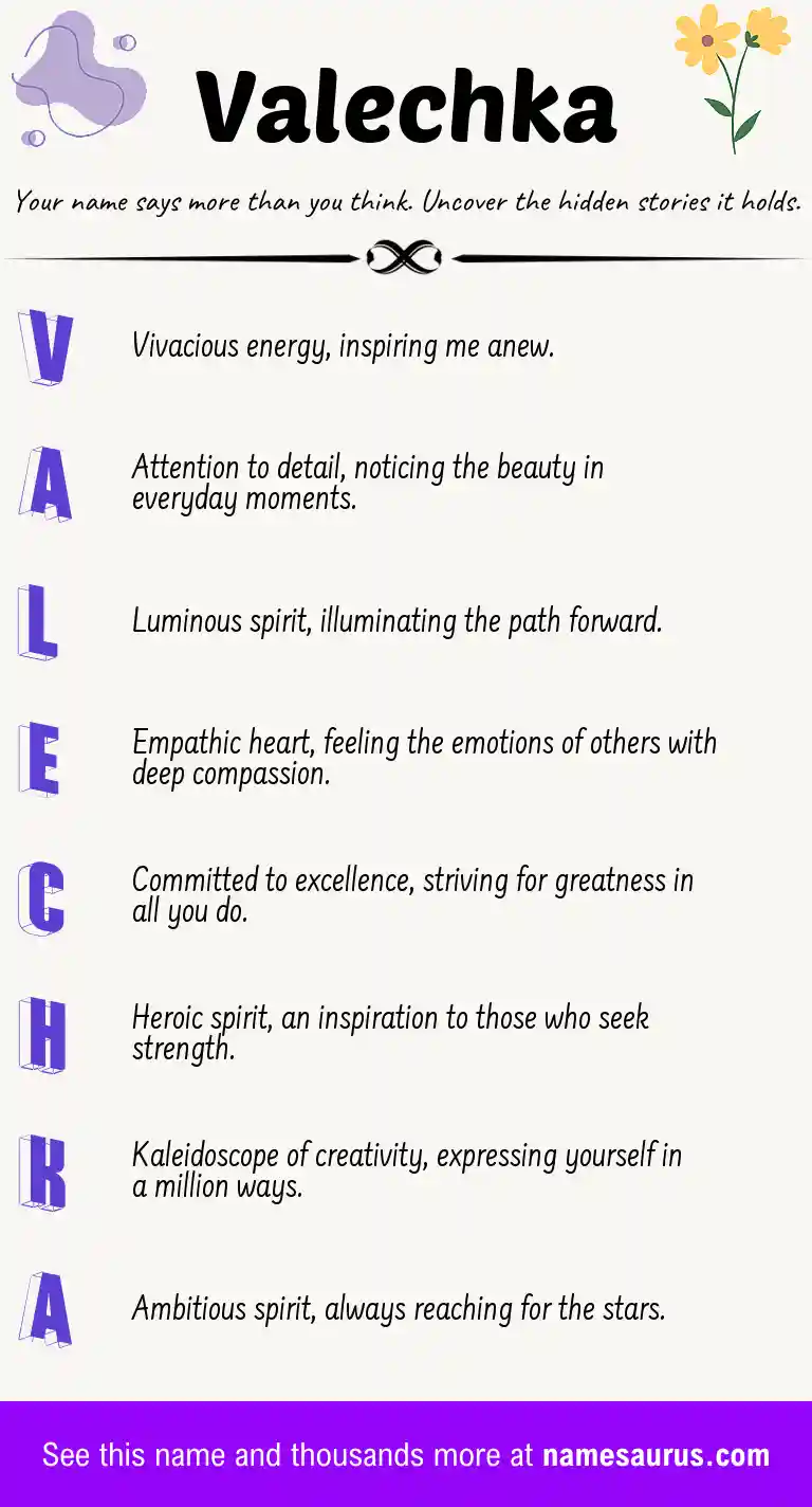 Acrostic poem about Valechka.