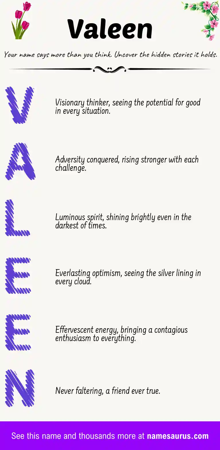 Acrostic poem about Valeen.