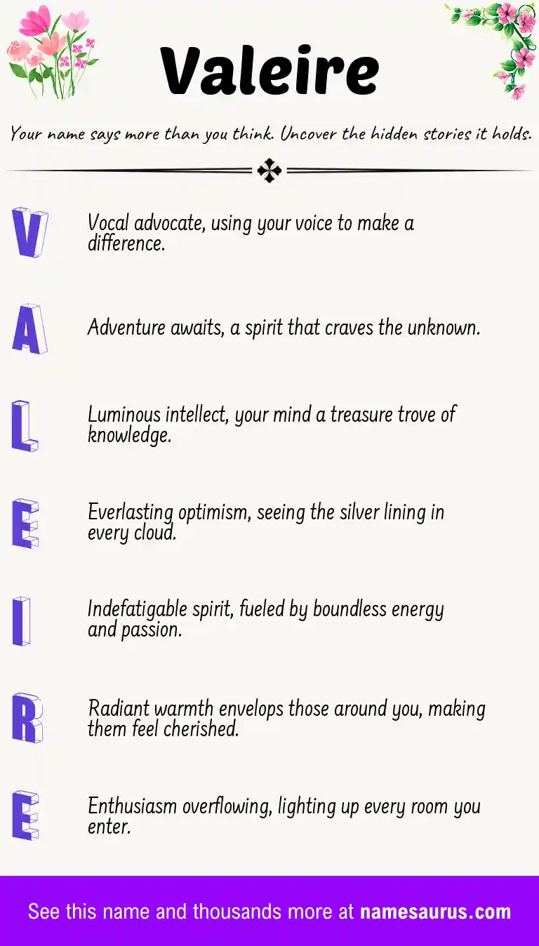 Acrostic poem about Valeire.