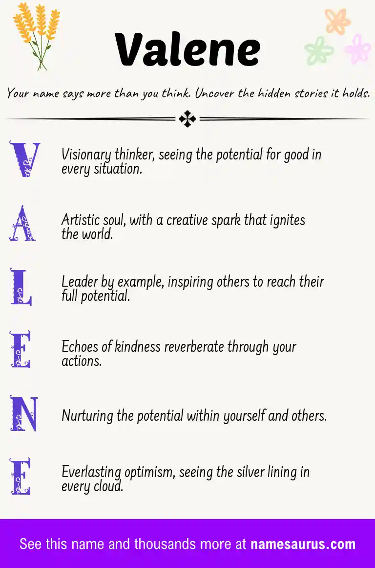 Acrostic poem about Valene.