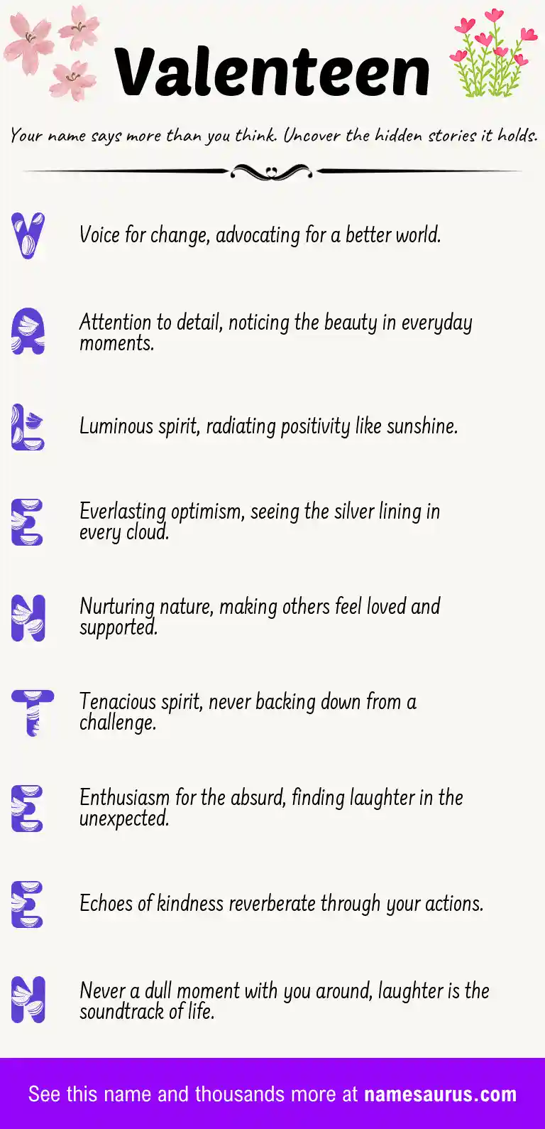 Acrostic poem about Valenteen.