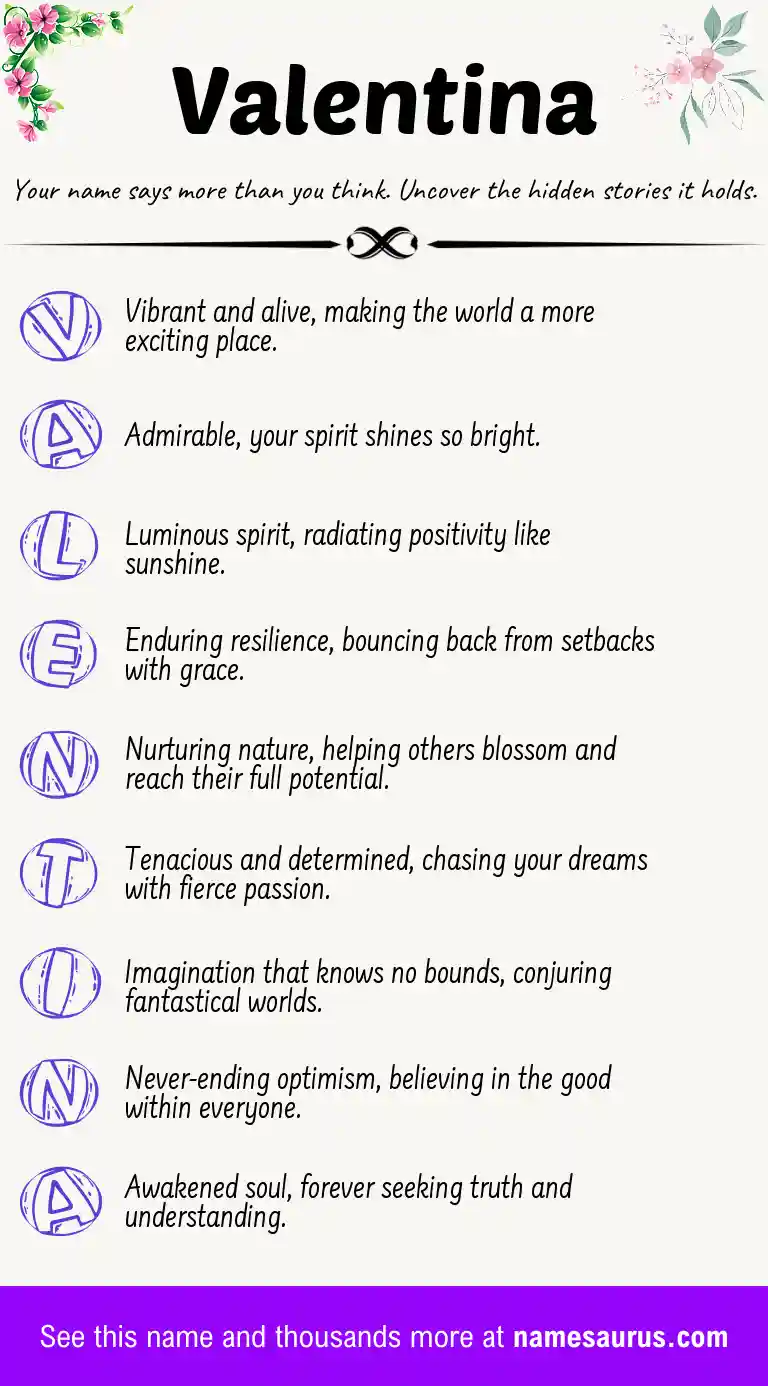 Acrostic poem about Valentina.